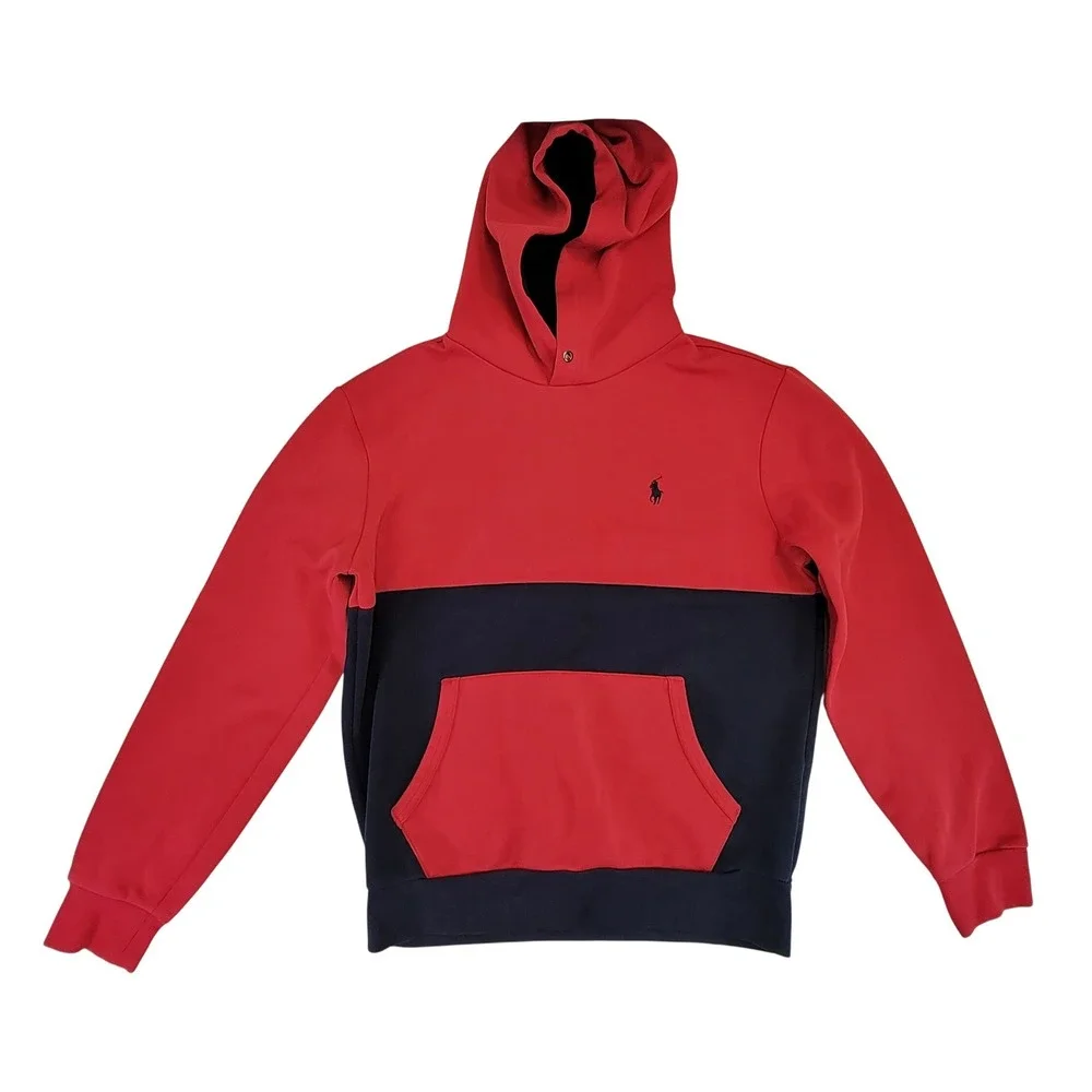 Polo‎ Ralph Lauren Colorblock Red Navy Hoodie Sweatshirt Men's Small